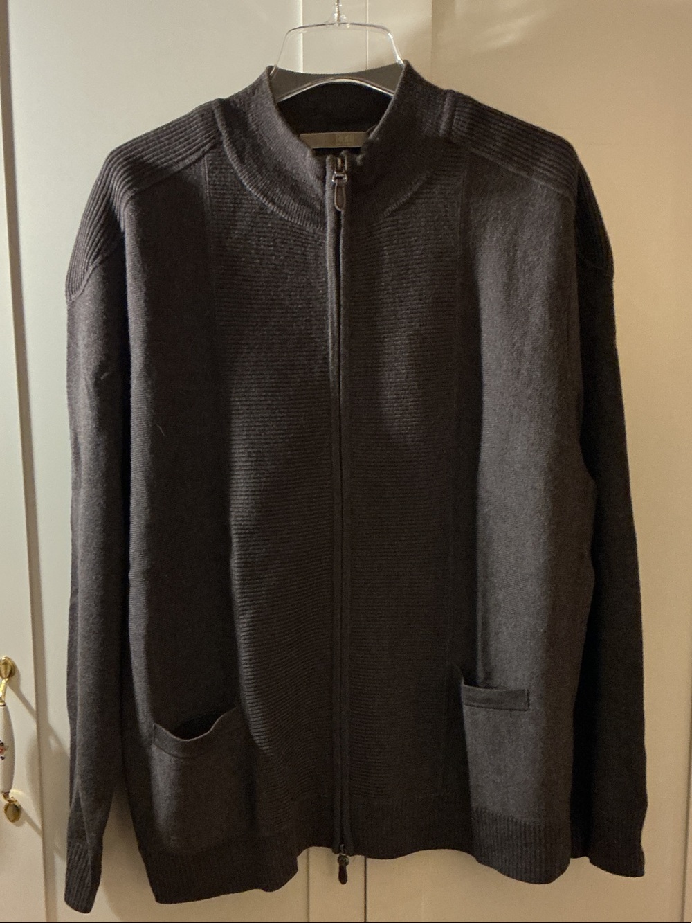 Raffi Men's Full-Zip Charcoal Knit Sweater